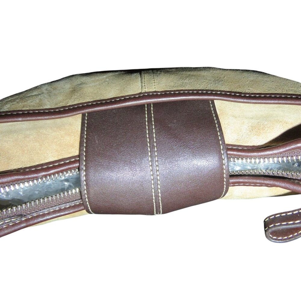 Coach SOHO Ergo Demi Suede & Leather Trim Shoulder bag in camel & brown - Picture 9 of 11
